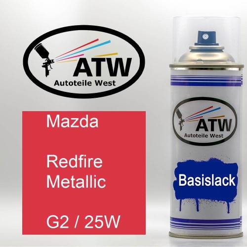 Mazda, Redfire Metallic, G2 / 25W: 400ml Sprühdose, von ATW Autoteile West.
